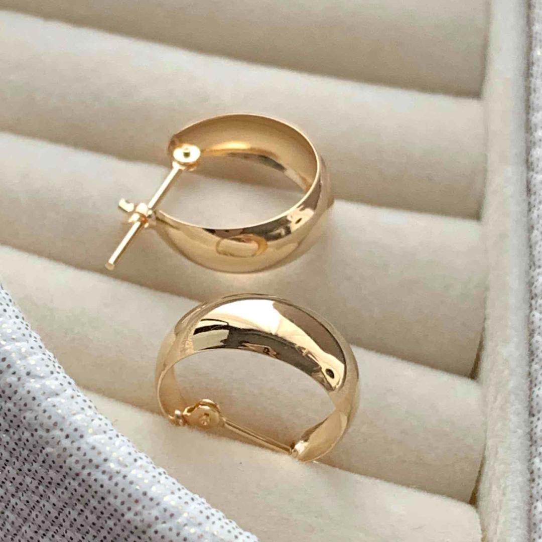 18金【5×13mm 月甲フープピアス】イエローゴールド K18刻印入 新品！