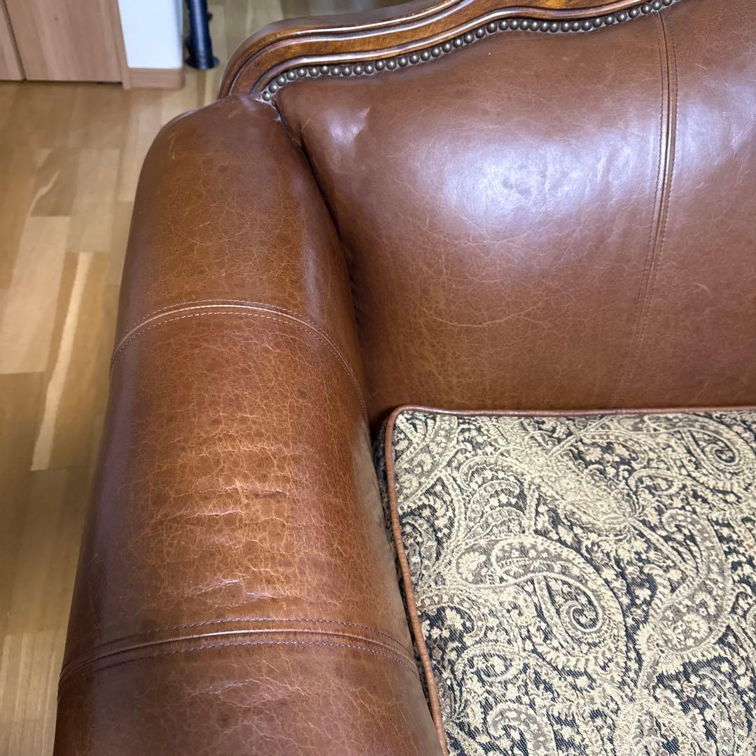 クラシックブラウンレザーソファ2人掛け