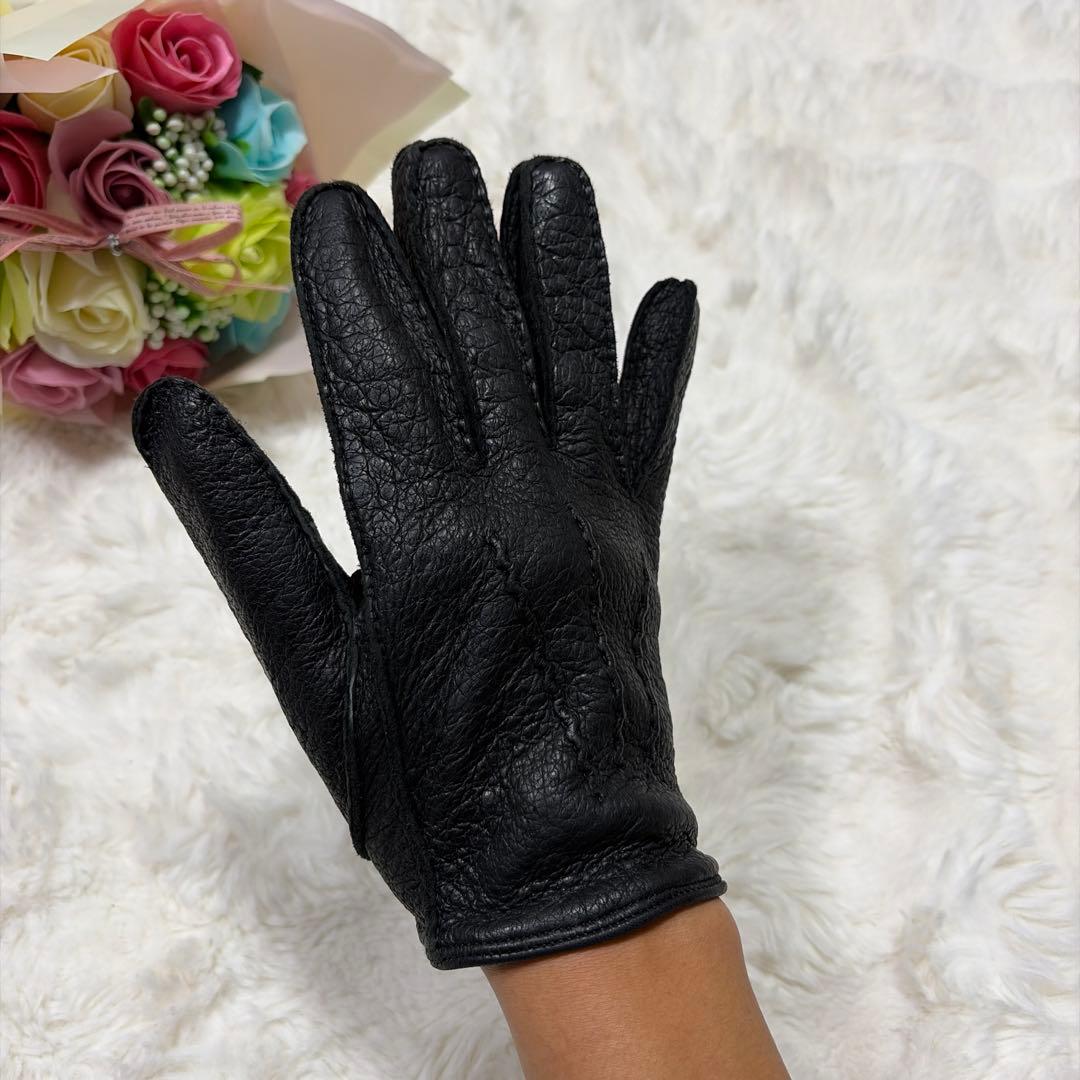 希少 レア DENTS デンツ アンライニング ペッカリー 本革 手袋