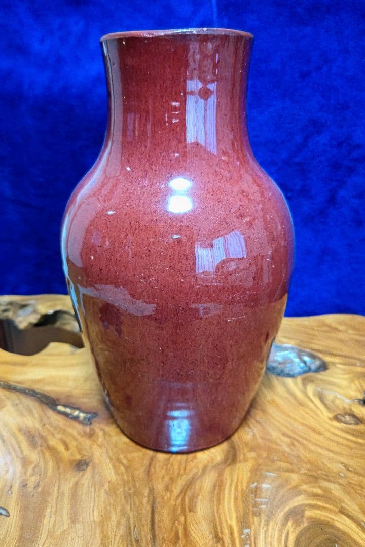 辰砂花瓶　　古玩　　鑑定印