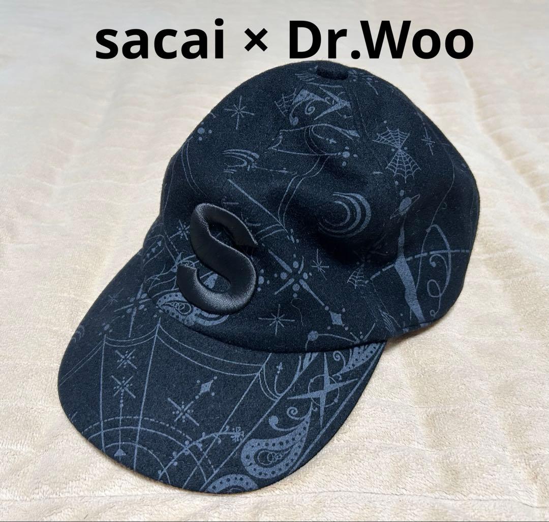sacai × Dr.Woo wool bandana print cap 黒