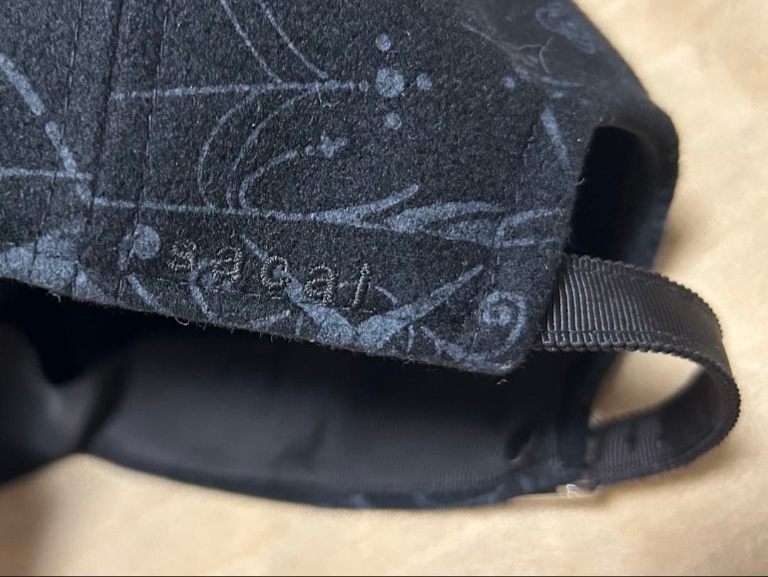 sacai × Dr.Woo wool bandana print cap 黒