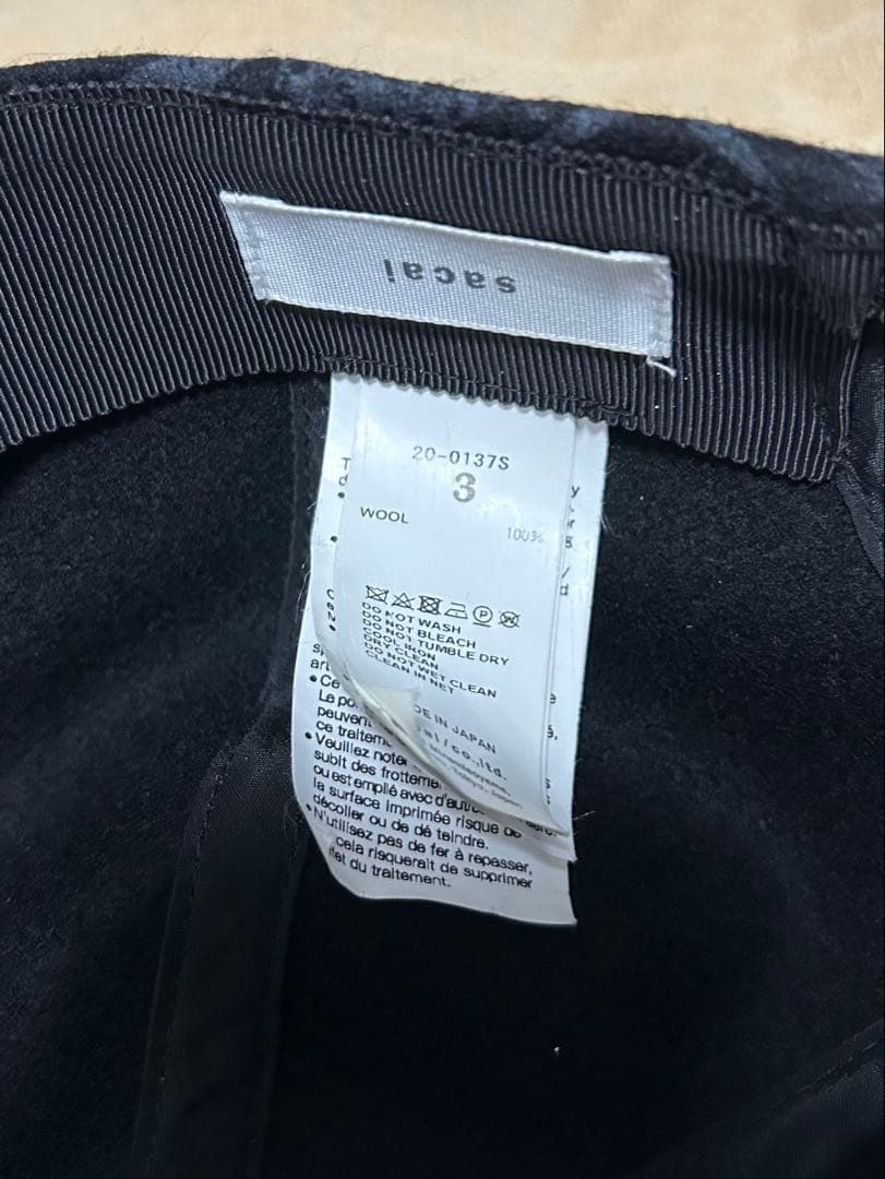 sacai × Dr.Woo wool bandana print cap 黒