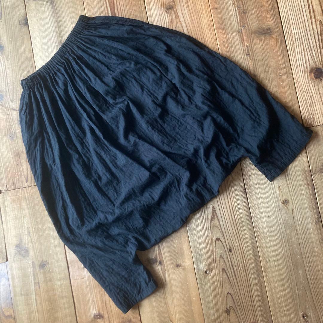 【美鬼　☆様お取置き】ゆったりシルエット ダブルガーゼ サルエルパンツ ブラック