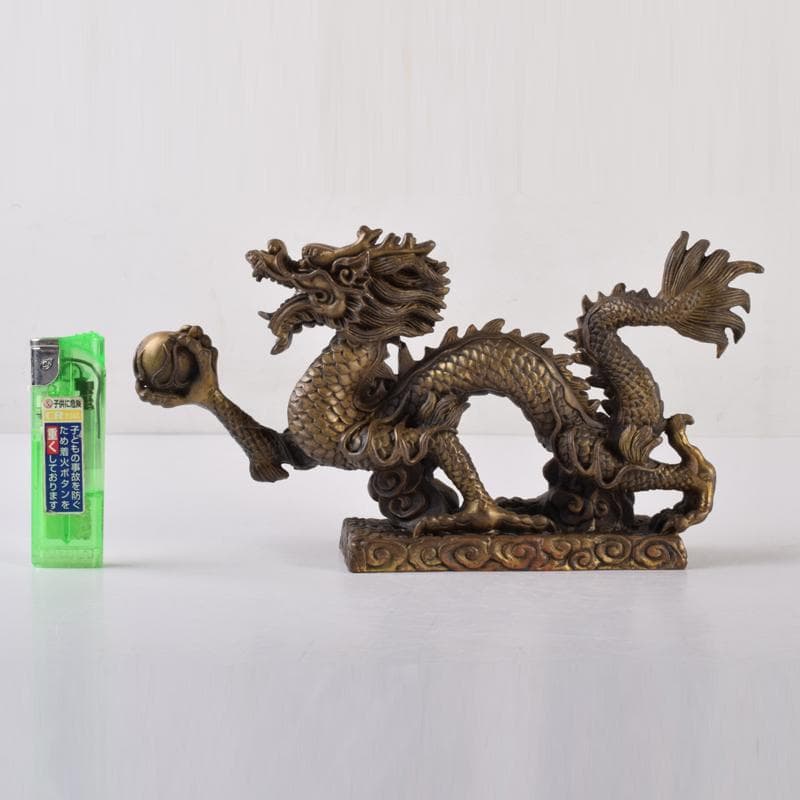 中国　古銅鍍金　龍　置物　重さ約2㎏　V　7063