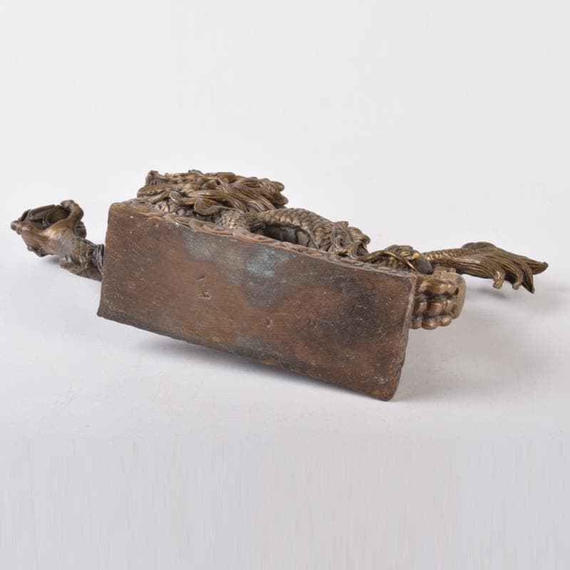 中国　古銅鍍金　龍　置物　重さ約2㎏　V　7063