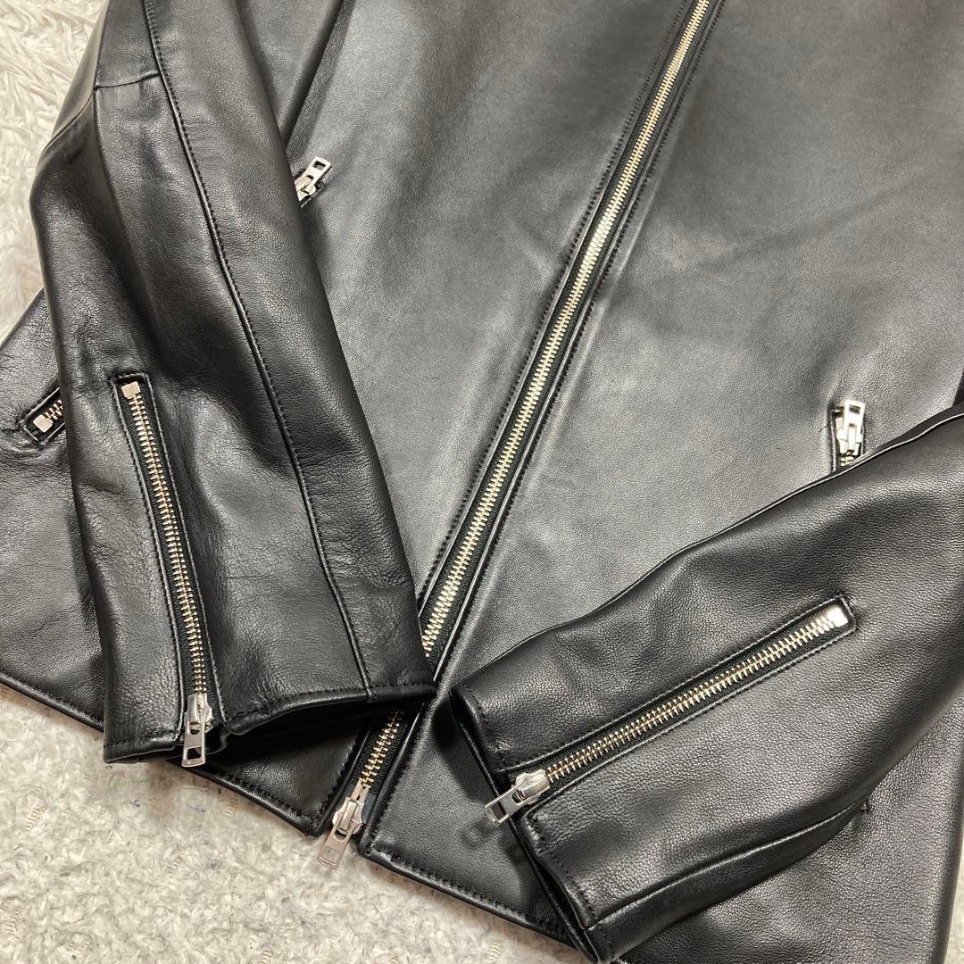 極美品 リドム ライダースジャケット シングル シープスキン 希少Lサイズ 黒