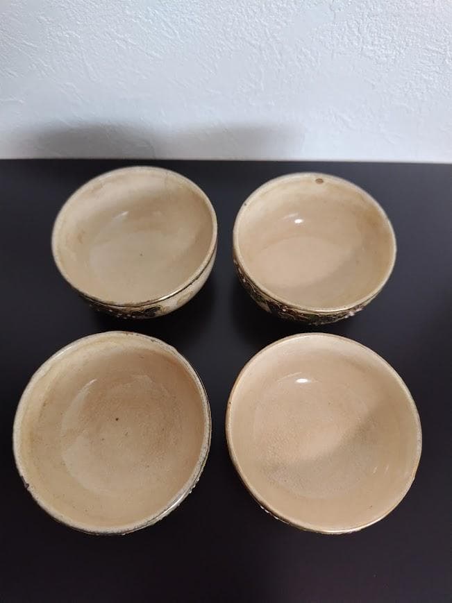 年代物　古清水　清水焼　湯呑　湯冷まし　急須茶器3点セット　陶器製　焼物