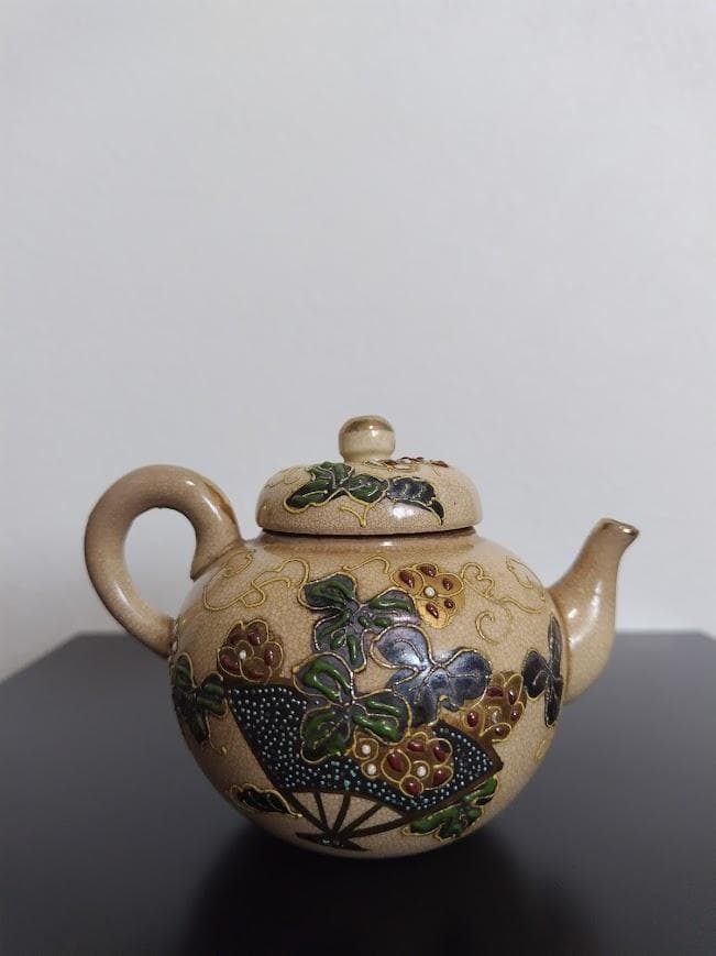 年代物　古清水　清水焼　湯呑　湯冷まし　急須茶器3点セット　陶器製　焼物