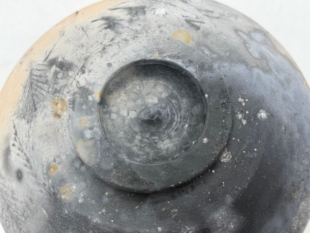 坂田甚内作　灰陶　鉢　葉紋　送料込み250611