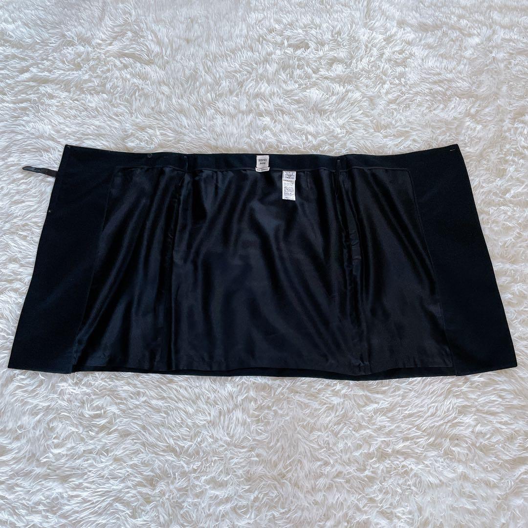 希少✨【エルメス】レザーベルト ラップスカート 巻きスカート ブラック ロゴ刻印