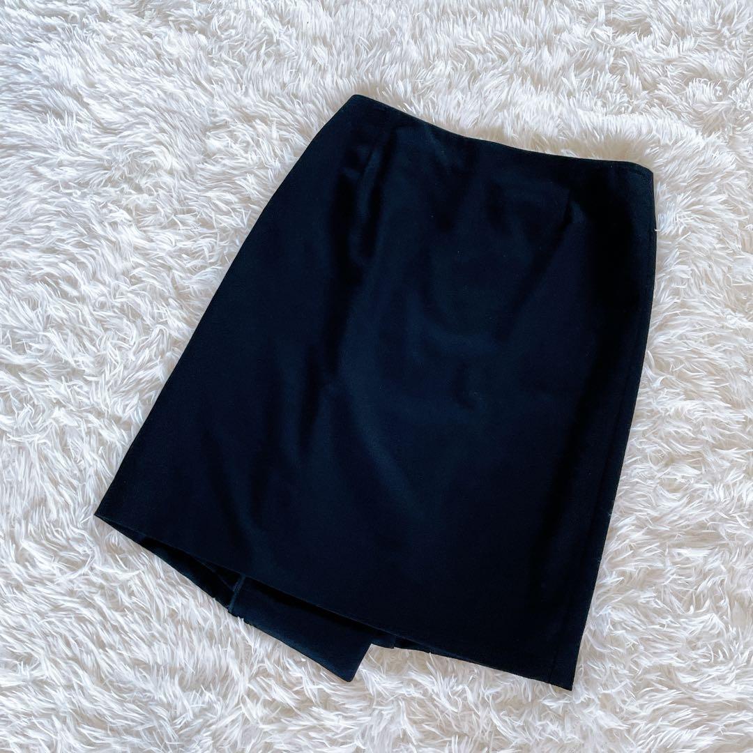 希少✨【エルメス】レザーベルト ラップスカート 巻きスカート ブラック ロゴ刻印