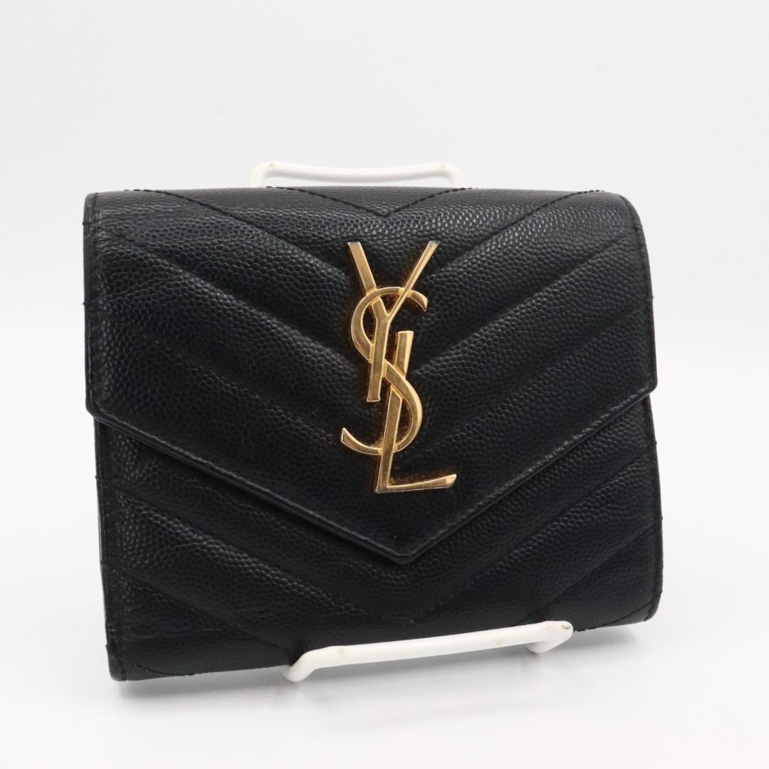 美品　サンローランパリ　YSL Vステッチ　折り財布　ブラック