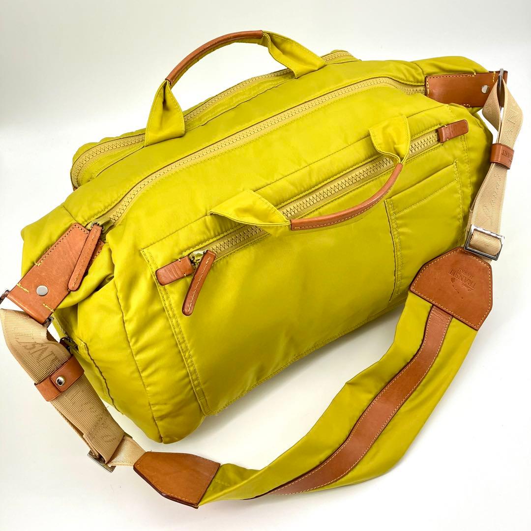 ラナイトランジット 2way ボストンバッグ ハンド 収納多数 大容量 イエロー