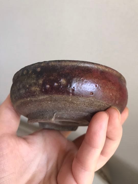 盆栽鉢　超希少時代ミニ盆栽鉢鶏血辰砂支那鉢？和鉢〜亭古色古鉢骨董鉢赤い盆栽鉢