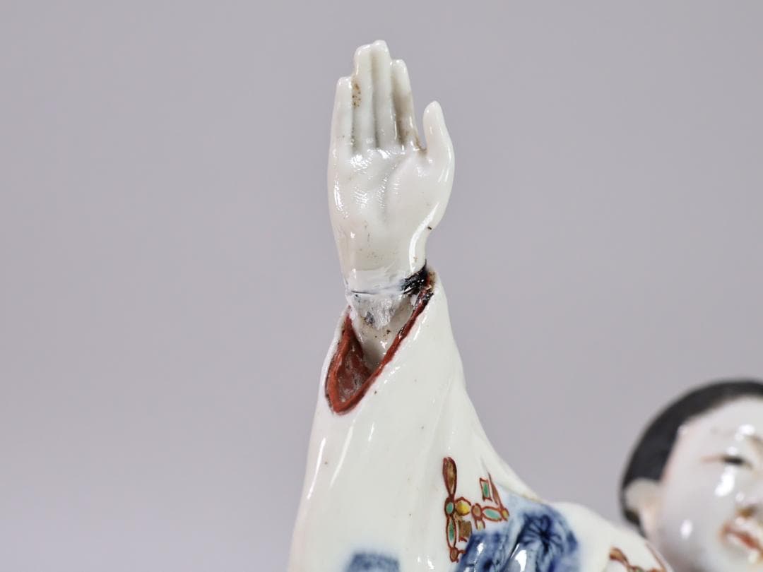 珍品　陶製　人形　「 大石由雄妓遊 」　在銘　置物　大石内蔵助　BK154