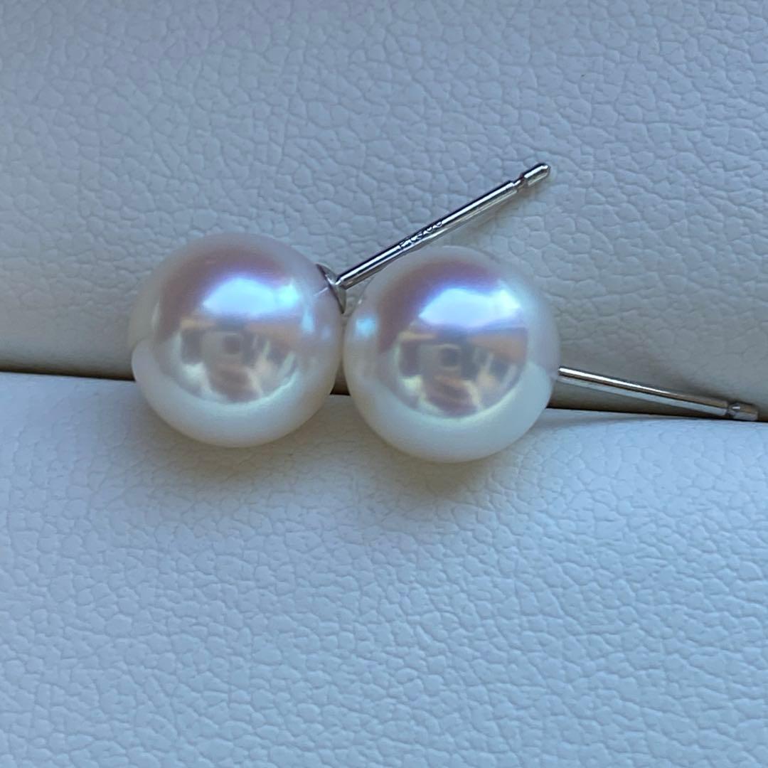 1943 美品❣️天女級のテリ❣️pt900❣️あこや真珠8mm ピアス　Aly手作
