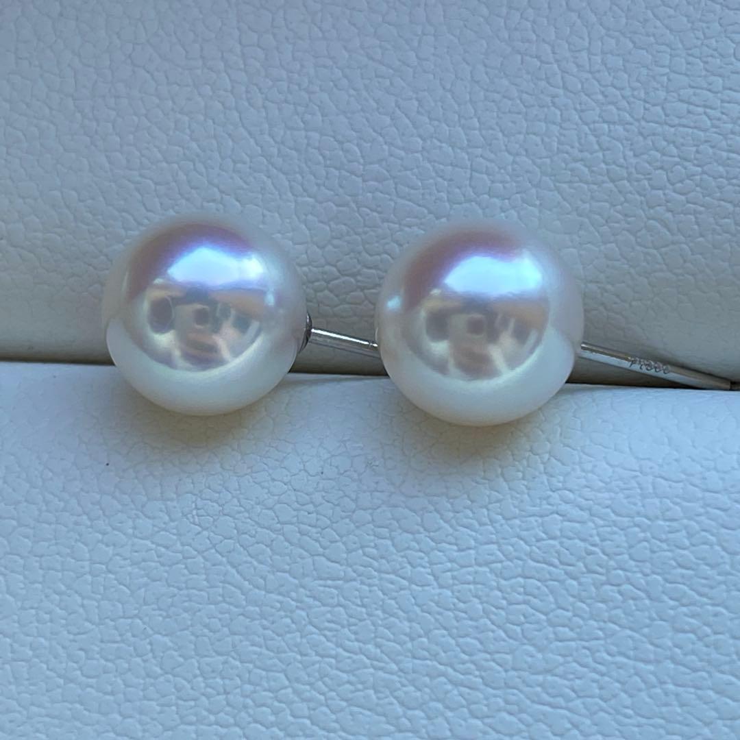 1943 美品❣️天女級のテリ❣️pt900❣️あこや真珠8mm ピアス　Aly手作