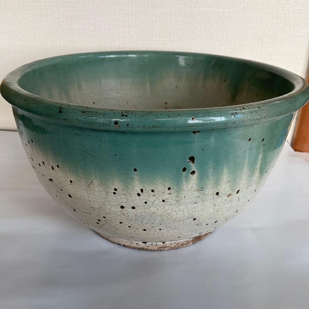 松代焼　白釉緑彩こね鉢　江戸時代後期〜明治時代初期頃