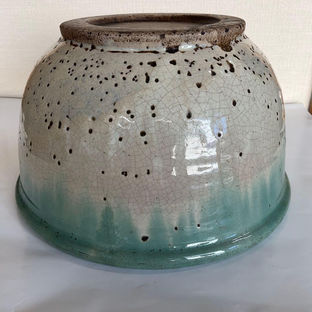 松代焼　白釉緑彩こね鉢　江戸時代後期〜明治時代初期頃