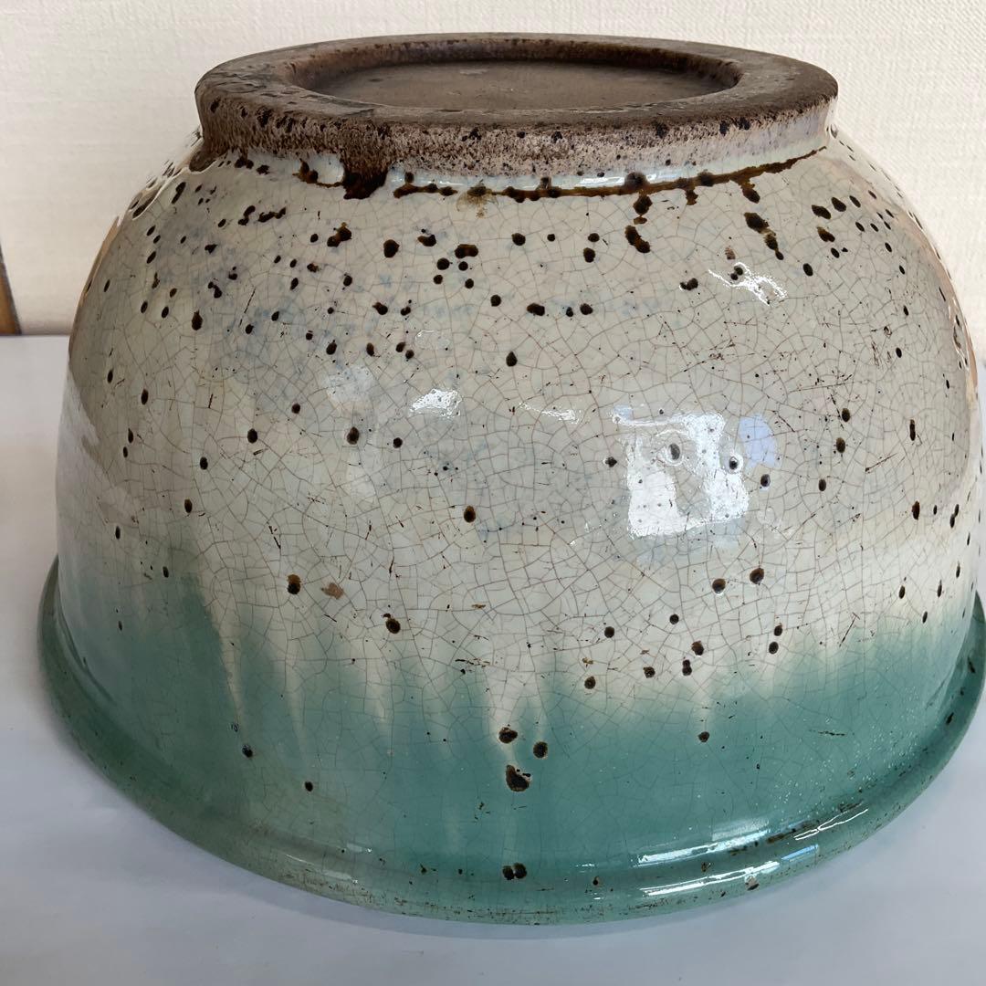 松代焼　白釉緑彩こね鉢　江戸時代後期〜明治時代初期頃