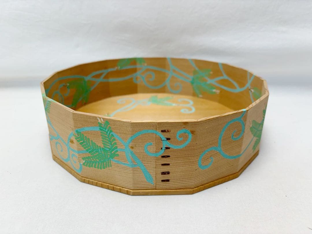 茶道具 玄々斎好写 杉折曲 松唐草絵炭斗 杉折曲十六角 炭取 炭箱 元箱