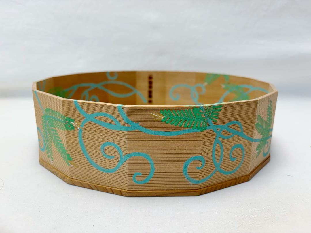 茶道具 玄々斎好写 杉折曲 松唐草絵炭斗 杉折曲十六角 炭取 炭箱 元箱