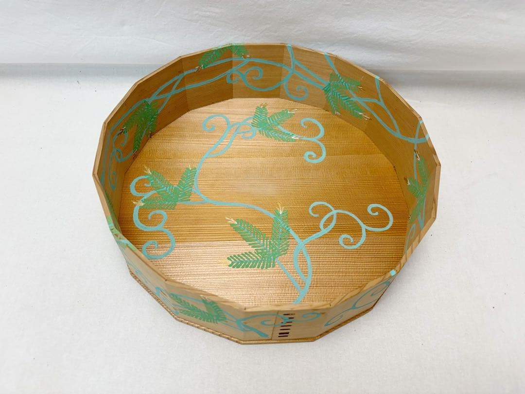 茶道具 玄々斎好写 杉折曲 松唐草絵炭斗 杉折曲十六角 炭取 炭箱 元箱