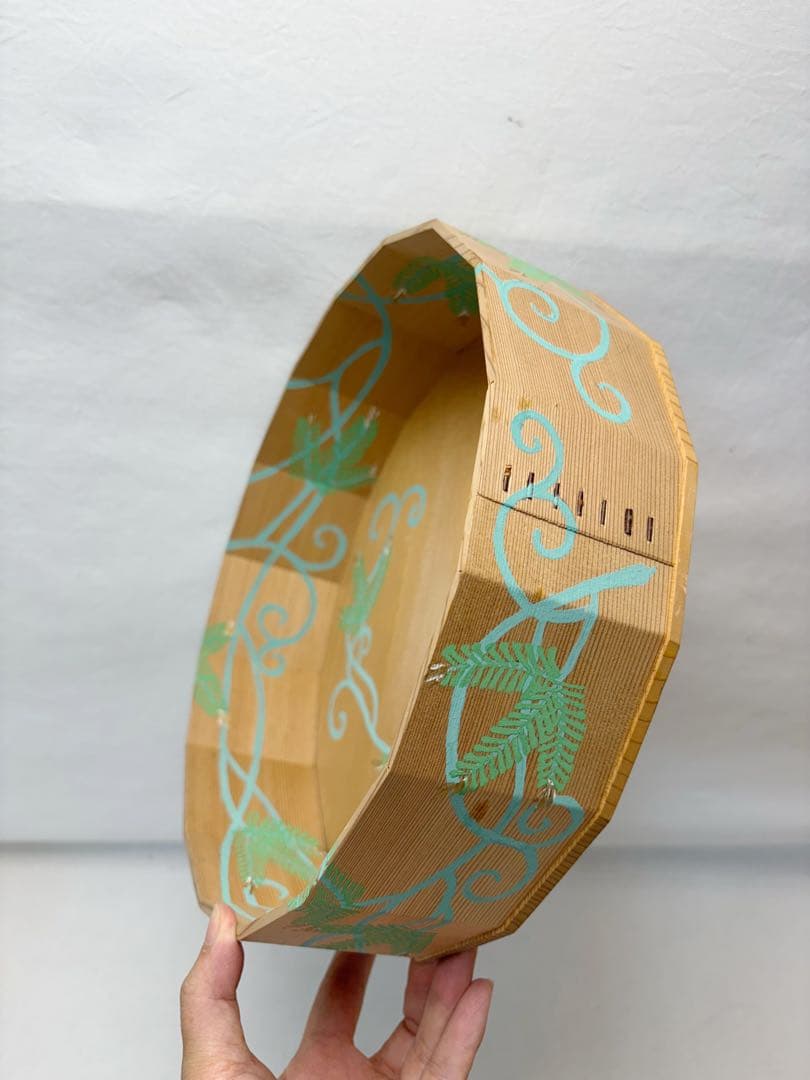 茶道具 玄々斎好写 杉折曲 松唐草絵炭斗 杉折曲十六角 炭取 炭箱 元箱