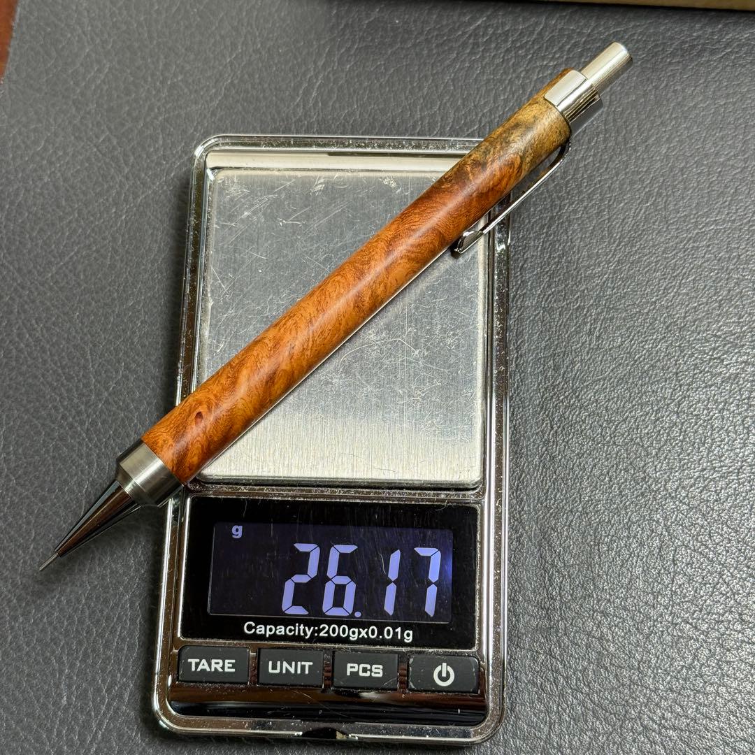 120花梨瘤　木製シャーペン　強低重心R ステンレス