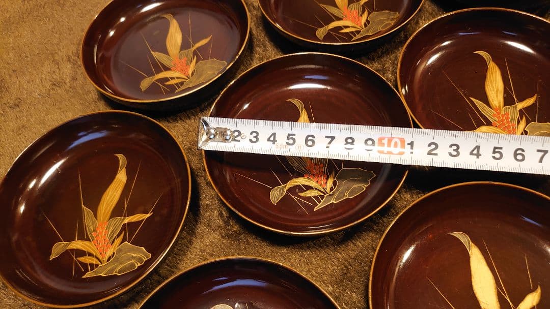 輪島塗　漆器　金蒔絵　蒔絵　豆皿　菓子皿　１０客