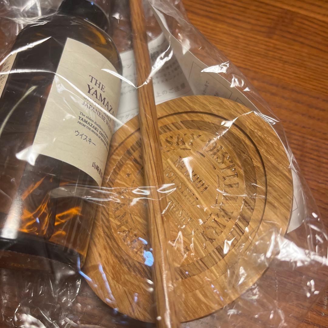 山崎 シングルモルトウイスキー 樽コースターとマドラー付2セット