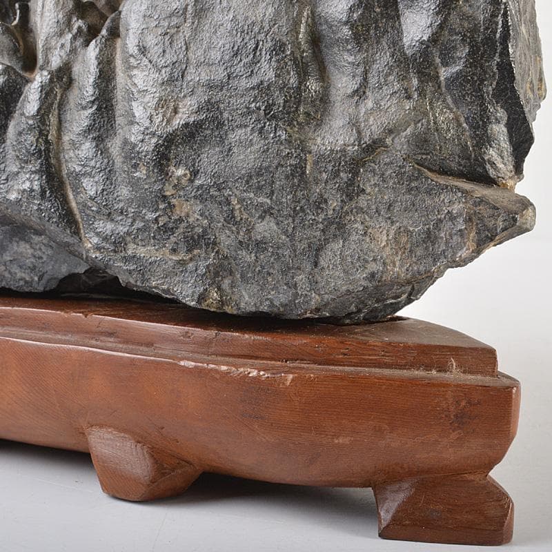 天然石　鑑賞石　太湖石　霊壁石　置物　重さ約5.4kg　唐木台付　CR7169F