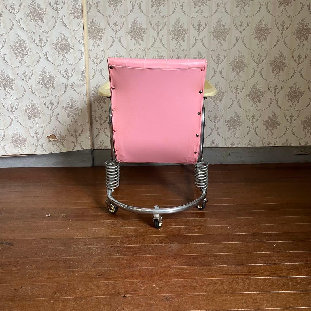 【アンティーク】昭和レトロ アイアンフレーム ベビーチェア お食事椅子 古道具