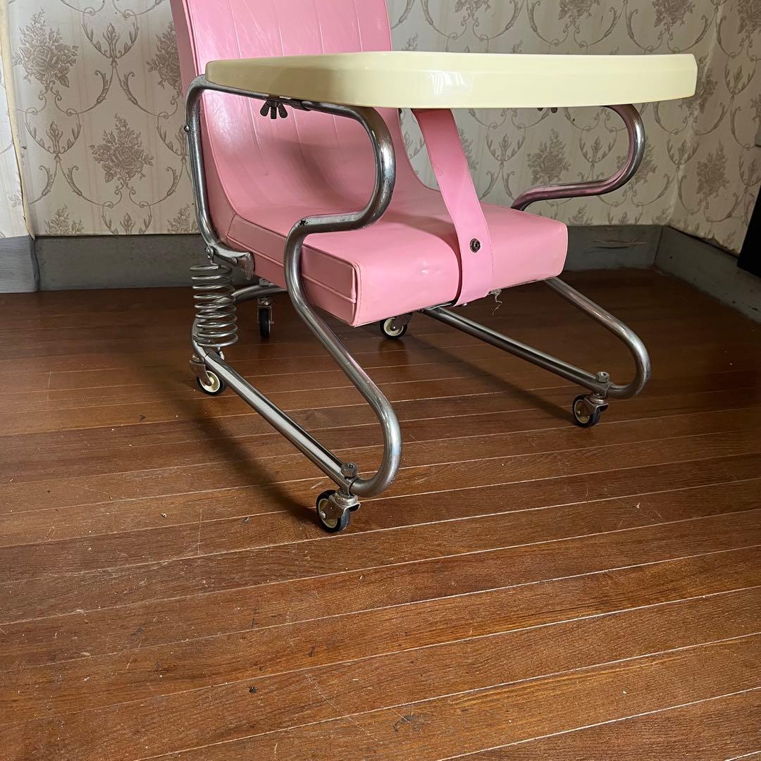 【アンティーク】昭和レトロ アイアンフレーム ベビーチェア お食事椅子 古道具