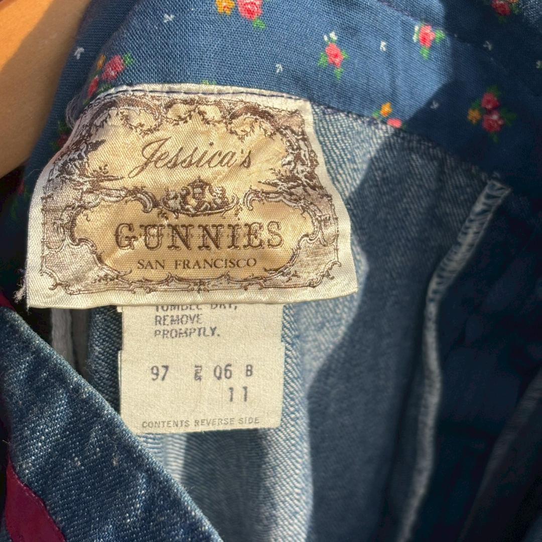 70s vintage gunne sax デニム×キルト スカート　Q267