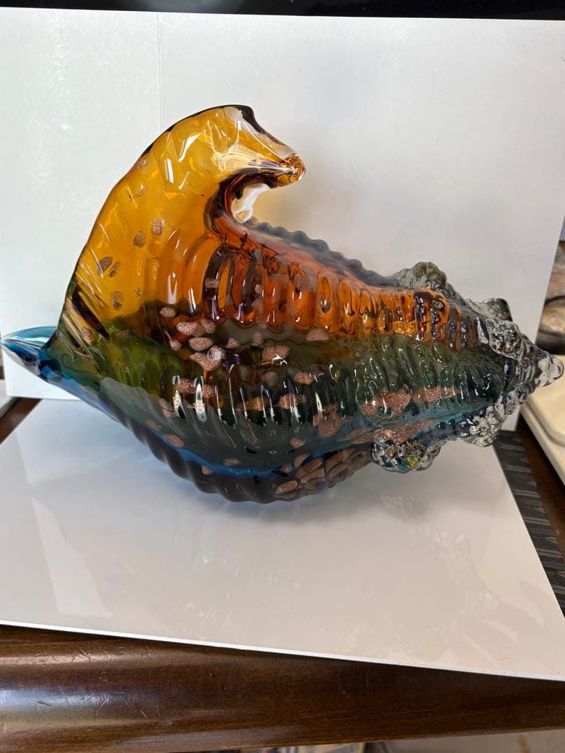 ❤️買い得　✳ 3kg 超綺麗　琉璃　手作り　可愛い　ほら貝形　芸術品　Ｂ