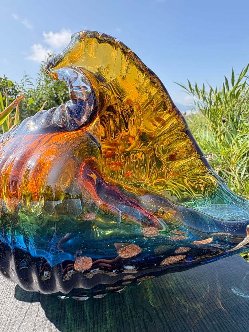 ❤️買い得　✳ 3kg 超綺麗　琉璃　手作り　可愛い　ほら貝形　芸術品　Ｂ