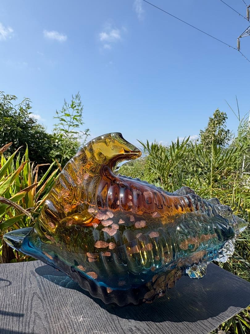 ❤️買い得　✳ 3kg 超綺麗　琉璃　手作り　可愛い　ほら貝形　芸術品　Ｂ