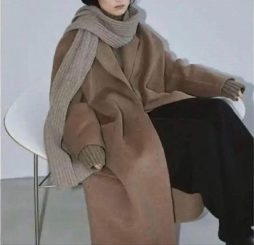 todayful ウールロングコート　モカ色