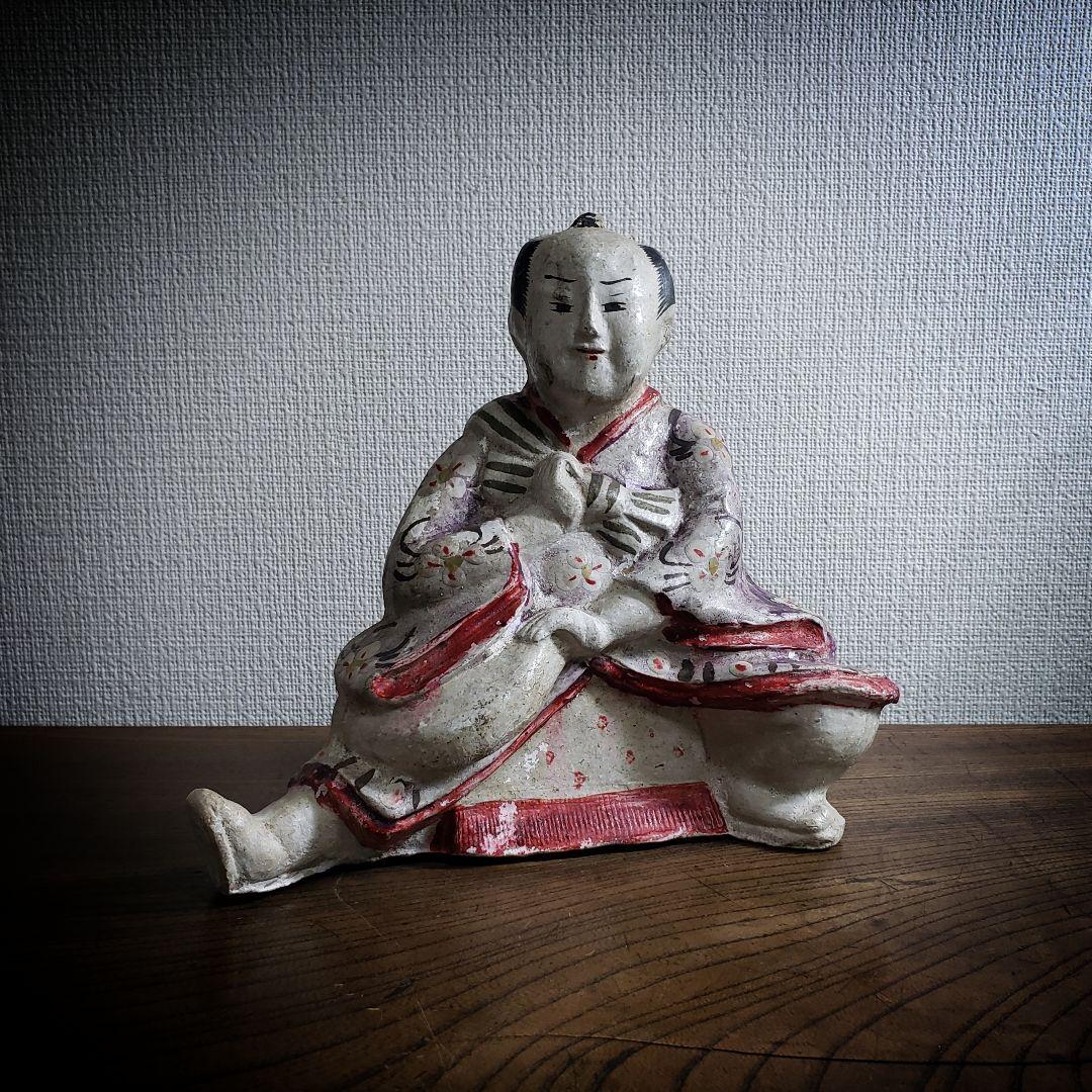 郷土玩具　大型花巻人形　民藝　土人形　江戸末期　明治　歌舞伎物　珍品