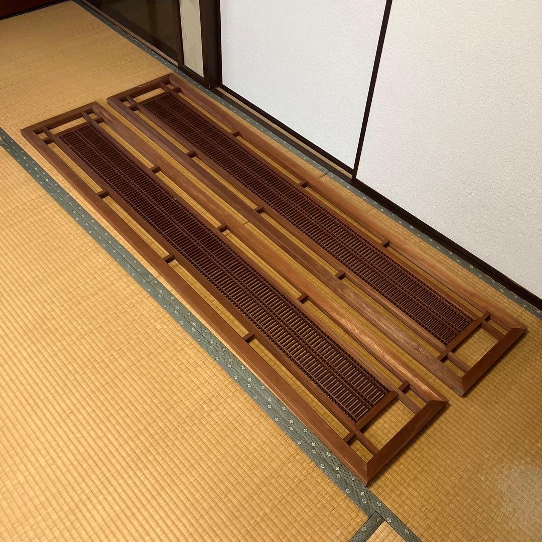 組子細工　木製欄間　建具 らんま 明り取り古民家 オブジェ レトロ 2枚　④