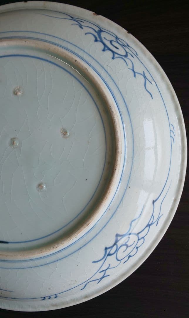 古伊万里 白磁大皿 江戸時代中期 白磁青い山水画大皿