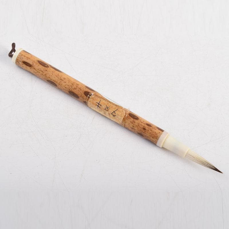 時代提げ物　書道具　古銅　華石作　丸壺矢立　筆付　C　8873