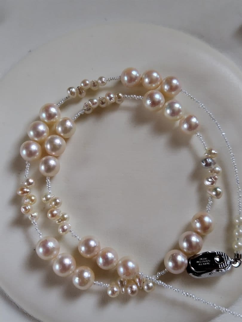 アコヤ真珠、あこや真珠ベビークレオパトラ、あこや砂芥子パール、オメガ風ネックレス