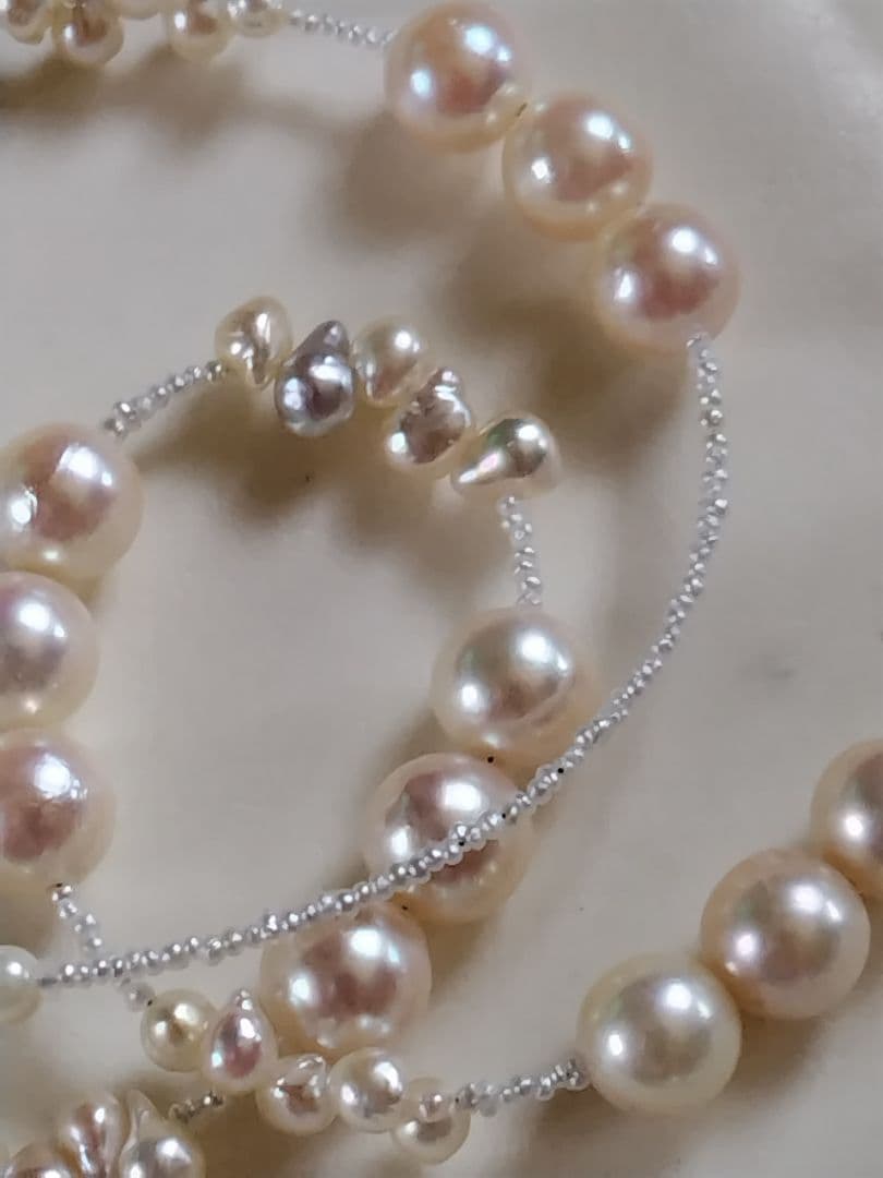 アコヤ真珠、あこや真珠ベビークレオパトラ、あこや砂芥子パール、オメガ風ネックレス