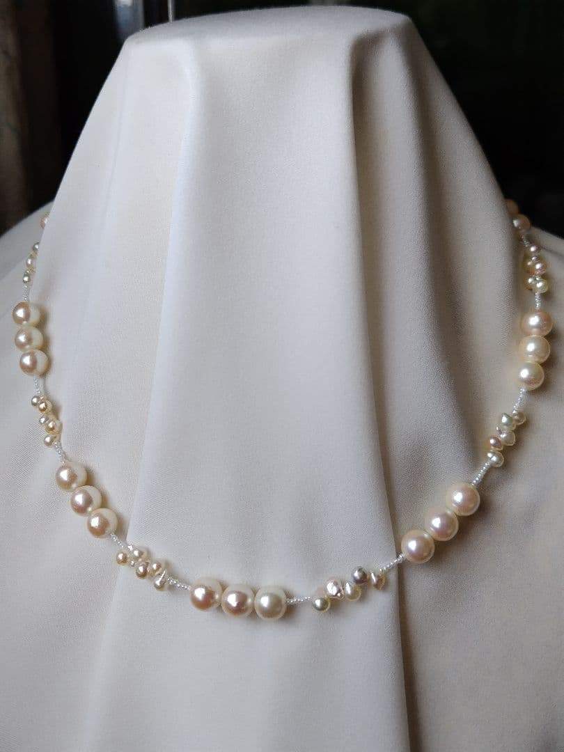 アコヤ真珠、あこや真珠ベビークレオパトラ、あこや砂芥子パール、オメガ風ネックレス