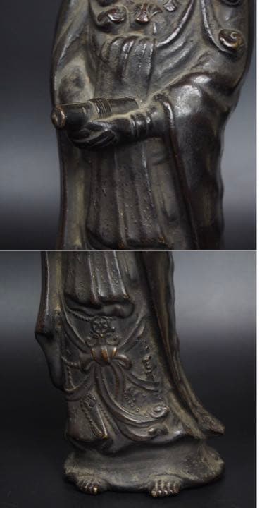 送料無料　江戸時代　古銅製観音像　高さ30ｃｍ