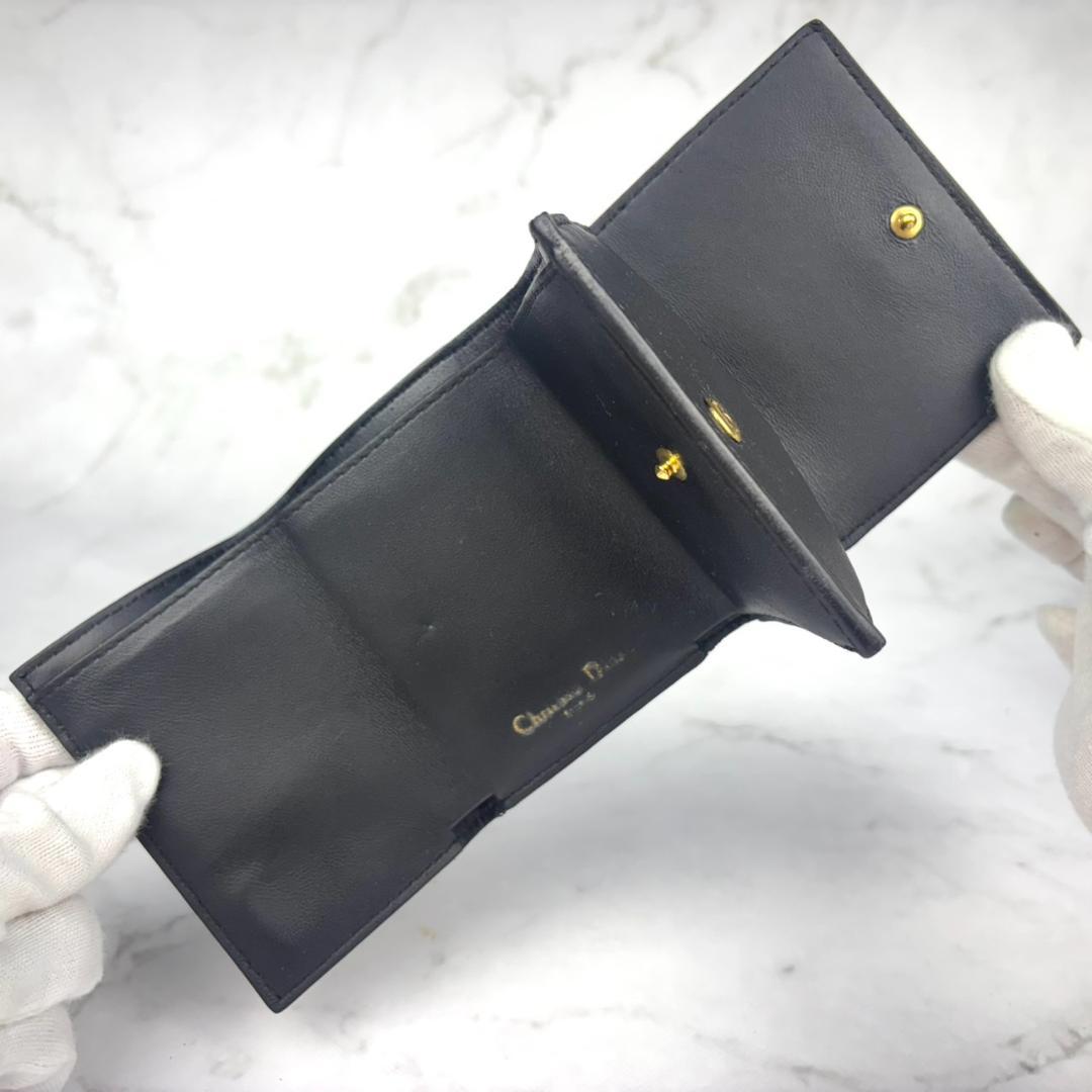 【極極美品】Dior⭐ディオール【カロ カナージュ】三つ折り財布⭐コンパクト 黒