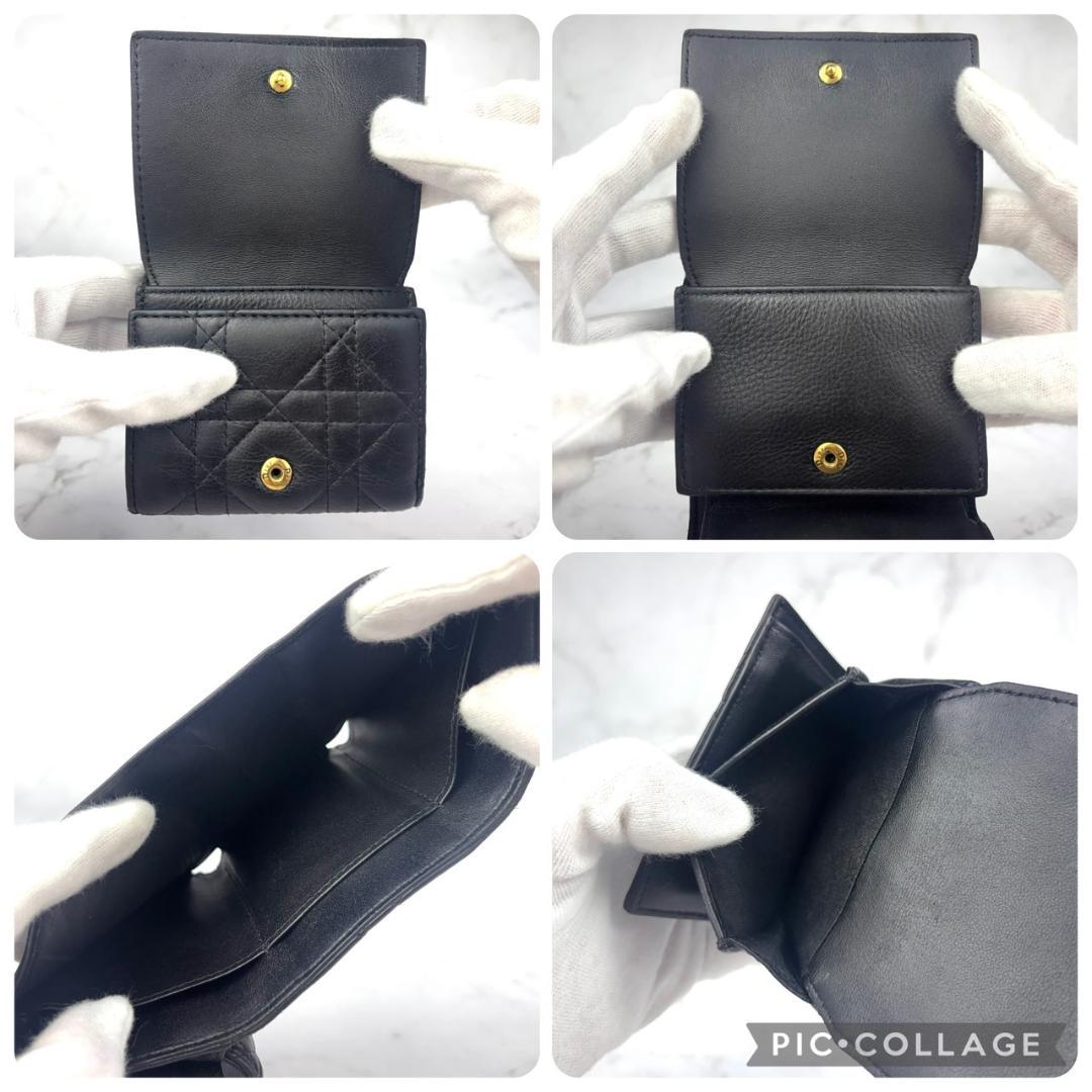 【極極美品】Dior⭐ディオール【カロ カナージュ】三つ折り財布⭐コンパクト 黒